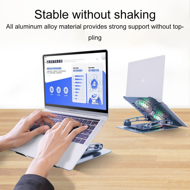 R- JUST HZ22-1 Rotating Dual-purpose Desktop Fan Aluminum Alloy Laptop Stand (Grey) - MacBook Holder by R-JUST | Online Shopping South Africa | PMC TechLife | Buy Now Pay Later Mobicred