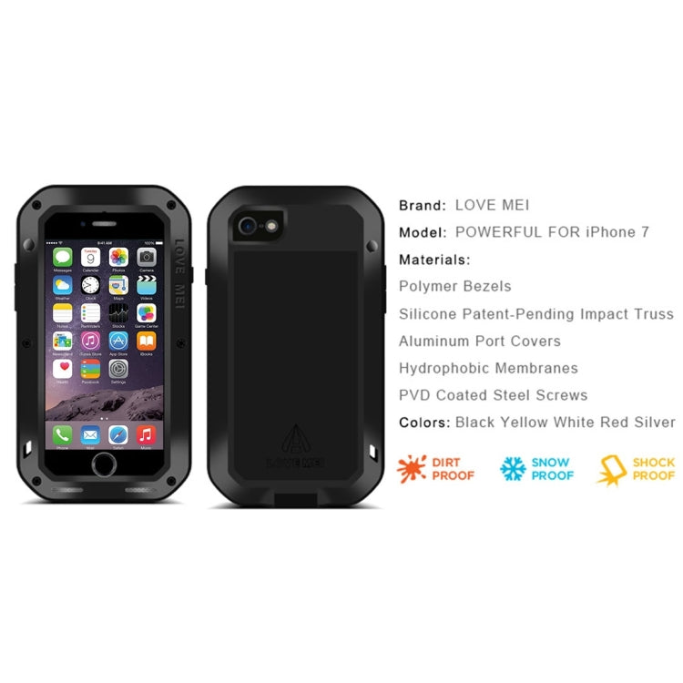 LOVE MEI for  iPhone 7 Professional and Powerful Dustproof Shockproof Anti-slip Metal Protective Case(Black) - More iPhone Cases by LOVE MEI | Online Shopping South Africa | PMC TechLife | Buy Now Pay Later Mobicred