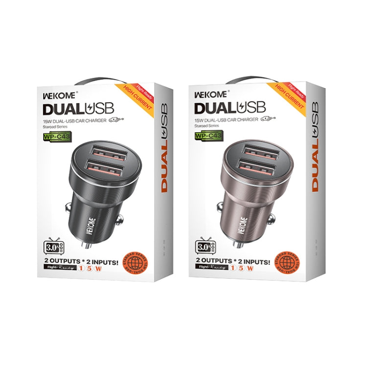WK WP-C43 Staroad Series 15W Dual USB Car Charger(Coffee) - free shipping - PMC TechLife - Order now!