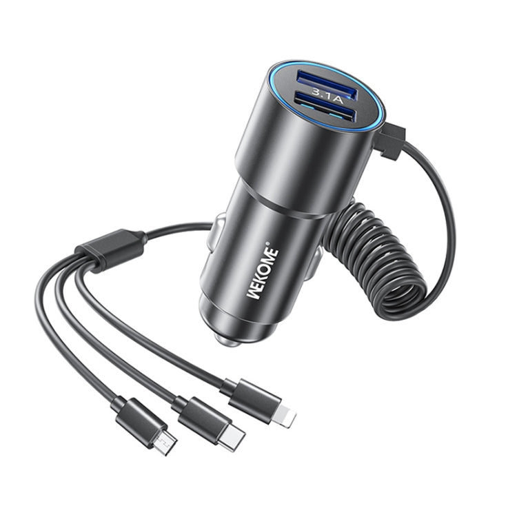 WK WP-C44 Pop Digital Series Ciahung 3-in-1 Cabled 33W Dual-USB Fast Car Charger (Black) - Car Charger by WK | Online Shopping South Africa | PMC TechLife | Buy Now Pay Later Mobicred