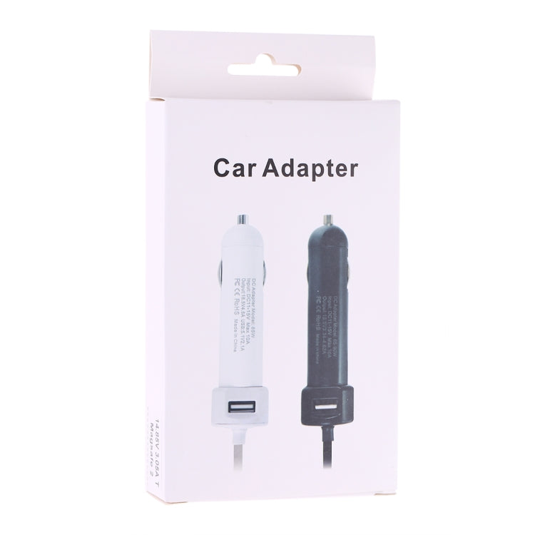 60W 5.1V 2.1A USB Interface Car Charger with 16.5V 3.65A L MagSafe Interface Data Cable(White) - Car Charger by PMC TechLife | Online Shopping South Africa | PMC TechLife