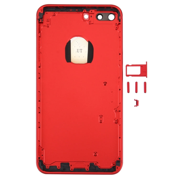 6 in 1 for iPhone 7 Plus (Back Cover (With Camera Lens)  + Card Tray + Volume Control Key + Power Button + Mute Switch Vibrator Key + Sign) Full Assembly Housing Cover(Red) - Back Cover by PMC TechLife | Online Shopping South Africa | PMC TechLife