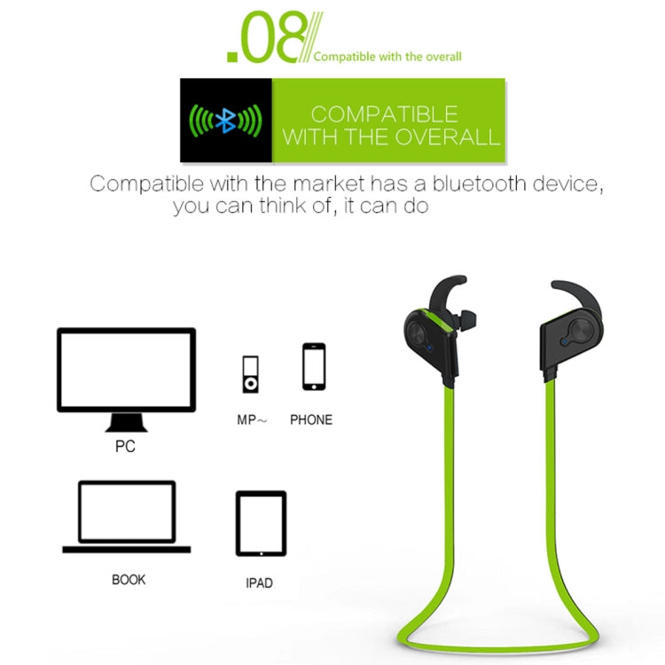 S20 Magnetic Switch Sweatproof Motion Wireless Bluetooth In-Ear Headset with Indicator Light  & Mic, Distance: 10m, For iPad, Laptop, iPhone, Samsung, HTC, Huawei, Xiaomi, and Other Smart Phones(Green) - free shipping - PMC TechLife - Order now!