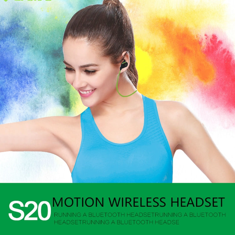 S20 Magnetic Switch Sweatproof Motion Wireless Bluetooth In-Ear Headset with Indicator Light  & Mic, Distance: 10m, For iPad, Laptop, iPhone, Samsung, HTC, Huawei, Xiaomi, and Other Smart Phones(Green) - free shipping - PMC TechLife - Order now!