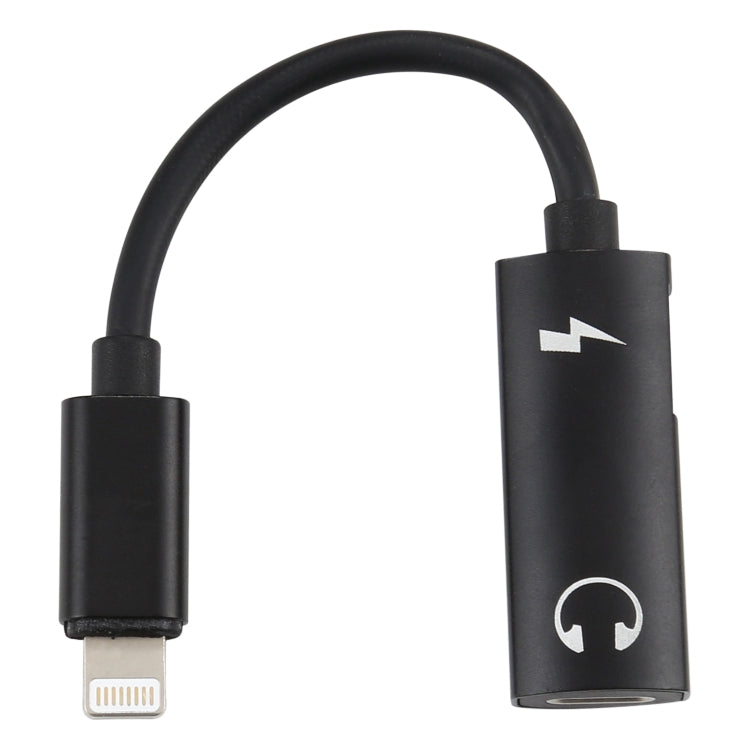 2 in 1 8 Pin Male to Dual 8 Pin Female Charging and Listening to Music Audio Earphone Adapter, Compatible with All IOS Systems(Black) - Earphone Adapter by PMC TechLife | Online Shopping South Africa | PMC TechLife