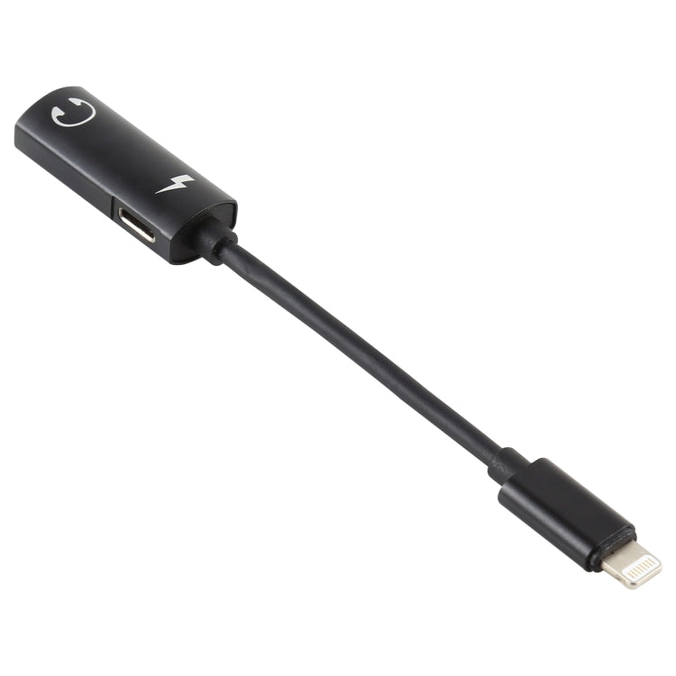 2 in 1 8 Pin Male to Dual 8 Pin Female Charging and Listening to Music Audio Earphone Adapter, Compatible with All IOS Systems(Black) - Earphone Adapter by PMC TechLife | Online Shopping South Africa | PMC TechLife