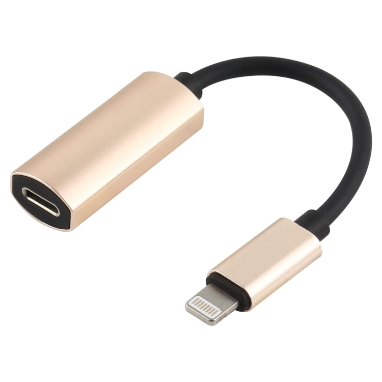 2 in 1 8 Pin Male to Dual 8 Pin Female Charging and Listening to Music Audio Earphone Adapter, Compatible with All IOS Systems(Gold) - Earphone Adapter by PMC TechLife | Online Shopping South Africa | PMC TechLife
