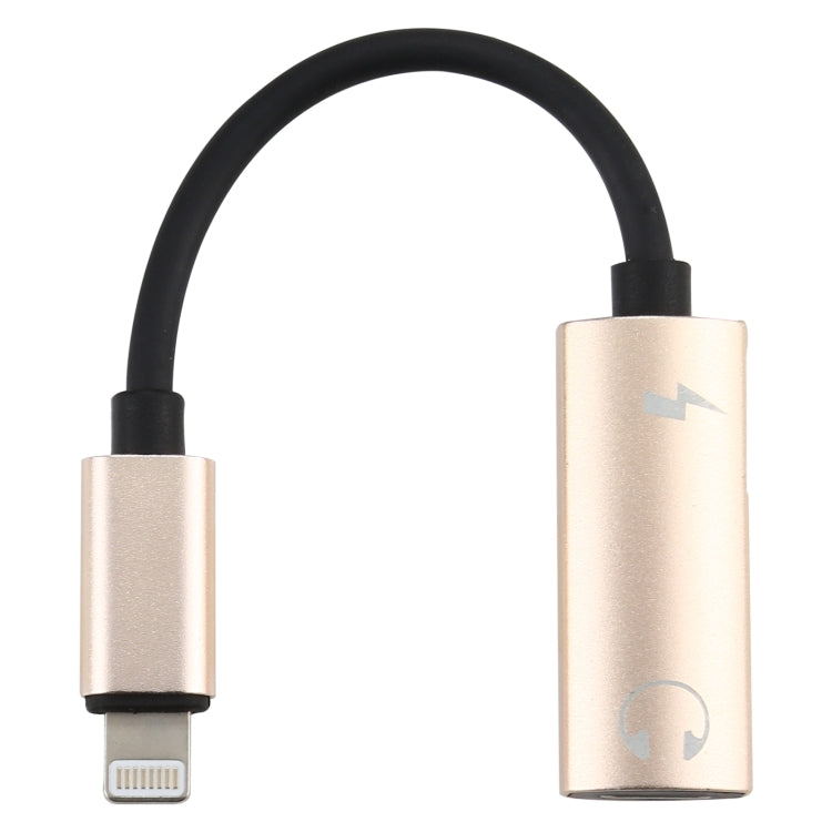 2 in 1 8 Pin Male to Dual 8 Pin Female Charging and Listening to Music Audio Earphone Adapter, Compatible with All IOS Systems(Gold) - Earphone Adapter by PMC TechLife | Online Shopping South Africa | PMC TechLife