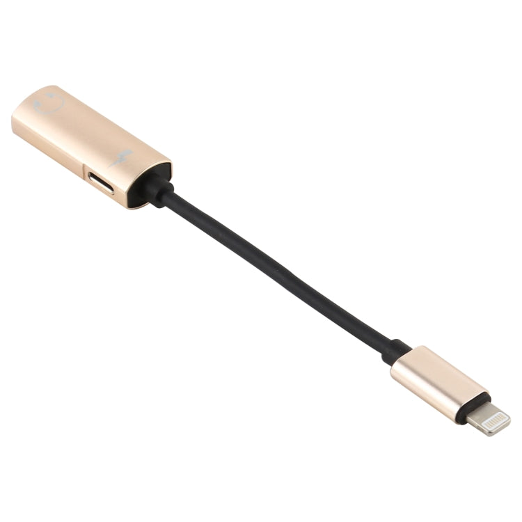 2 in 1 8 Pin Male to Dual 8 Pin Female Charging and Listening to Music Audio Earphone Adapter, Compatible with All IOS Systems(Gold) - Earphone Adapter by PMC TechLife | Online Shopping South Africa | PMC TechLife