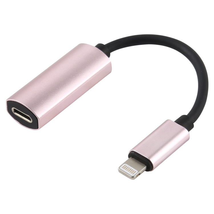 2 in 1 8 Pin Male to Dual 8 Pin Female Charging and Listening to Music Audio Earphone Adapter, Compatible with All IOS Systems(Rose Gold) - Earphone Adapter by PMC TechLife | Online Shopping South Africa | PMC TechLife