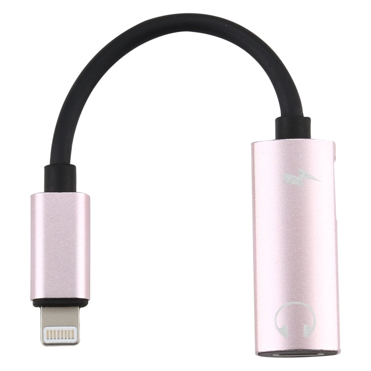 2 in 1 8 Pin Male to Dual 8 Pin Female Charging and Listening to Music Audio Earphone Adapter, Compatible with All IOS Systems(Rose Gold) - Earphone Adapter by PMC TechLife | Online Shopping South Africa | PMC TechLife