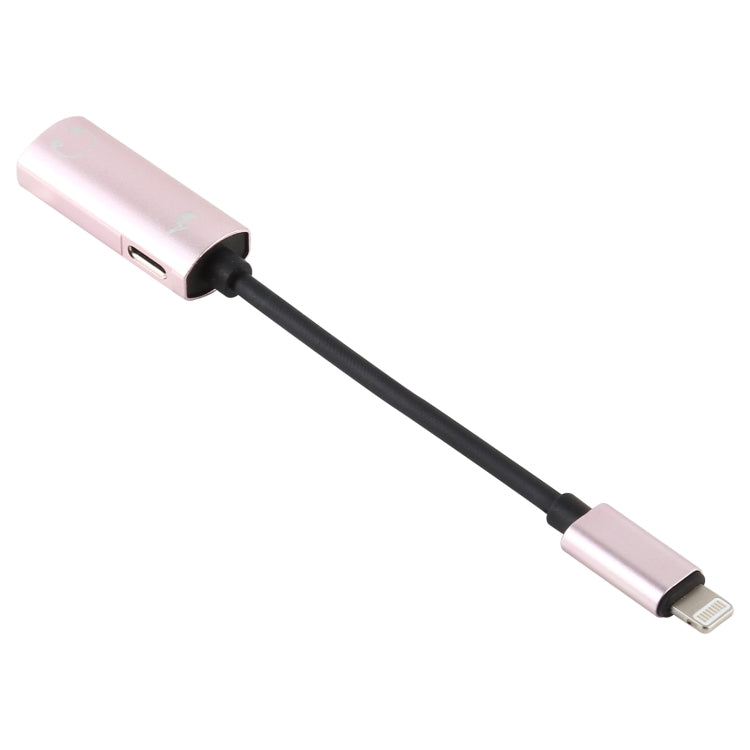 2 in 1 8 Pin Male to Dual 8 Pin Female Charging and Listening to Music Audio Earphone Adapter, Compatible with All IOS Systems(Rose Gold) - Earphone Adapter by PMC TechLife | Online Shopping South Africa | PMC TechLife