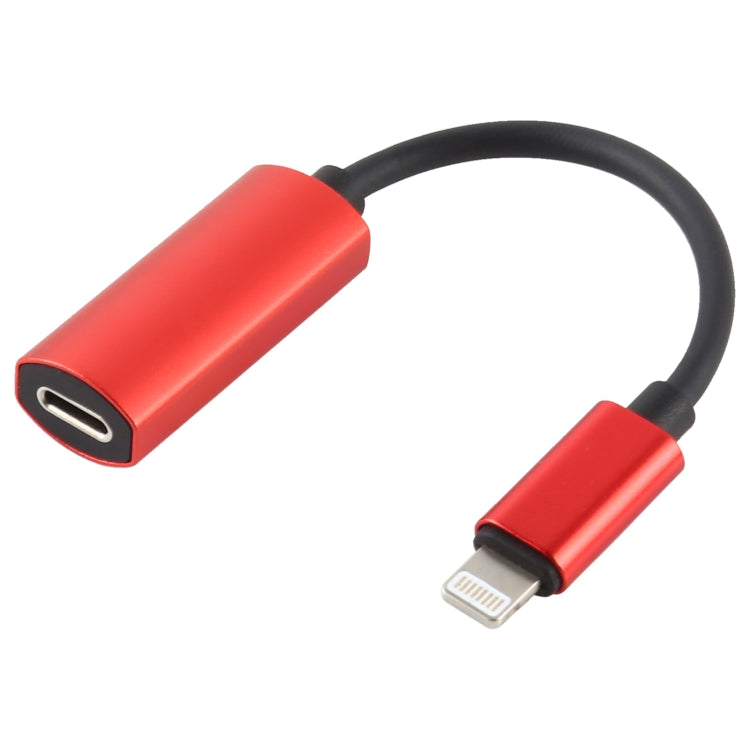 2 in 1 8 Pin Male to Dual 8 Pin Female Charging and Listening to Music Audio Earphone Adapter, Compatible with All IOS Systems(Red) - Earphone Adapter by PMC TechLife | Online Shopping South Africa | PMC TechLife
