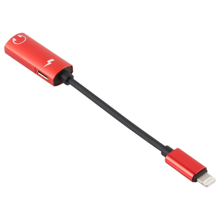 2 in 1 8 Pin Male to Dual 8 Pin Female Charging and Listening to Music Audio Earphone Adapter, Compatible with All IOS Systems(Red) - Earphone Adapter by PMC TechLife | Online Shopping South Africa | PMC TechLife