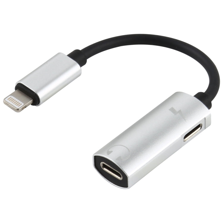 2 in 1 8 Pin Male to Dual 8 Pin Female Charging and Listening to Music Audio Earphone Adapter, Compatible with All IOS Systems(Silver) - Earphone Adapter by PMC TechLife | Online Shopping South Africa | PMC TechLife