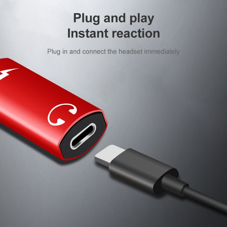 2 in 1 8 Pin Male to Dual 8 Pin Female Charging and Listening to Music Audio Earphone Adapter, Compatible with All IOS Systems(Red) - Earphone Adapter by PMC TechLife | Online Shopping South Africa | PMC TechLife