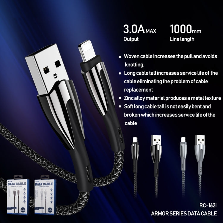 REMAX RC-162i Armor Series 3A USB to 8 Pin Charging Cable, Cable Length: 1m (Silver) - Normal Style Cable by REMAX | Online Shopping South Africa | PMC TechLife