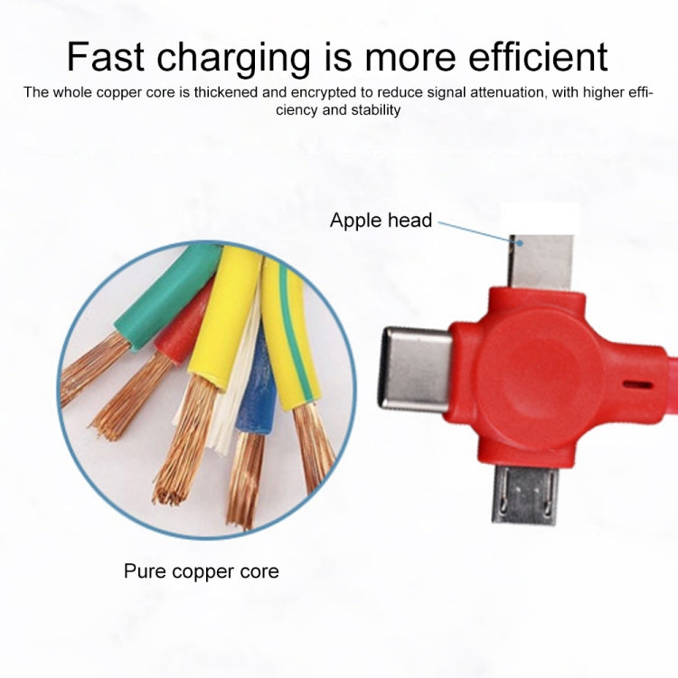 019-1 3 in 1 USB to 8 Pin + Micro USB + USB-C / Type-C Macaron Telescopic Data Cable with Storage Slot & Bracket, Cable Length: 1m (Red) - Multifunction Cable by PMC TechLife | Online Shopping South Africa | PMC TechLife