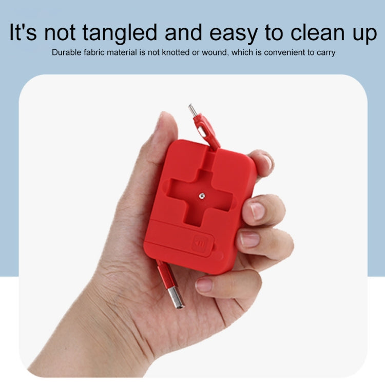 019-1 3 in 1 USB to 8 Pin + Micro USB + USB-C / Type-C Macaron Telescopic Data Cable with Storage Slot & Bracket, Cable Length: 1m (Red) - Multifunction Cable by PMC TechLife | Online Shopping South Africa | PMC TechLife