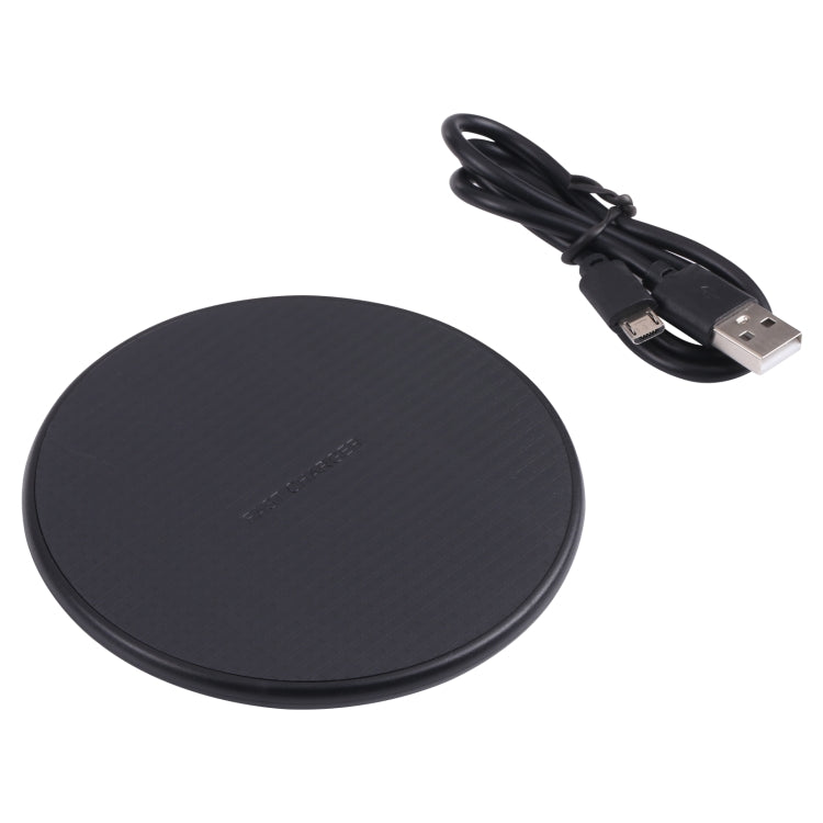10W QI Plaid Pattern Round Plastic Wireless Charger (Black) - Wireless Charger by PMC TechLife | Online Shopping South Africa | PMC TechLife