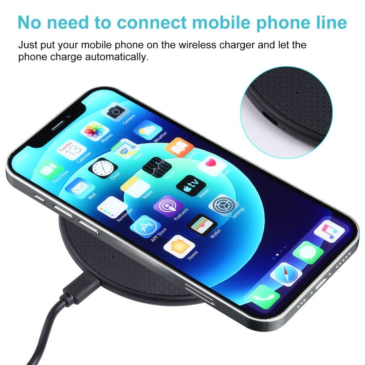 10W QI Plaid Pattern Round Plastic Wireless Charger (Black) - Wireless Charger by PMC TechLife | Online Shopping South Africa | PMC TechLife