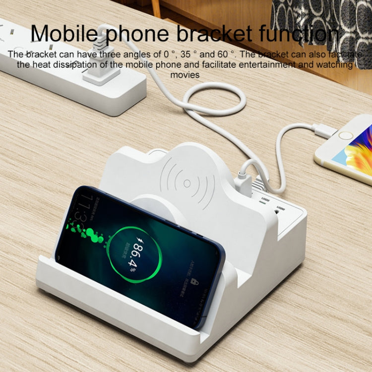 F6 Multifunctional Dual Wireless Charger with Phone Holder & Current Display, EU Plug - Wireless Charger by PMC TechLife | Online Shopping South Africa | PMC TechLife