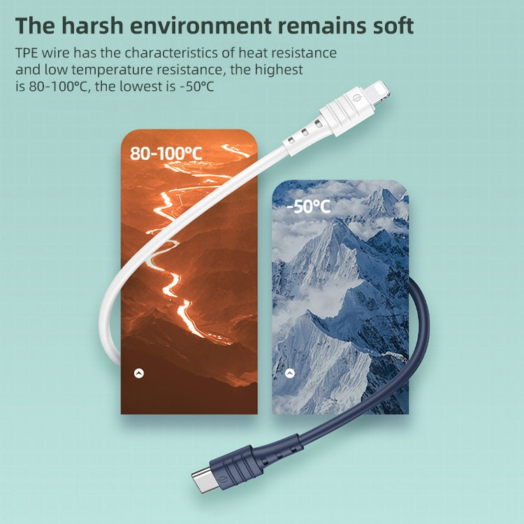 REMAX RC-068i PD 20W Type-C / USB-C to 8 Pin High Elastic TPE Fast Charging Data Cable, Length: 1m(Blue) - Normal Style Cable by REMAX | Online Shopping South Africa | PMC TechLife | Buy Now Pay Later Mobicred