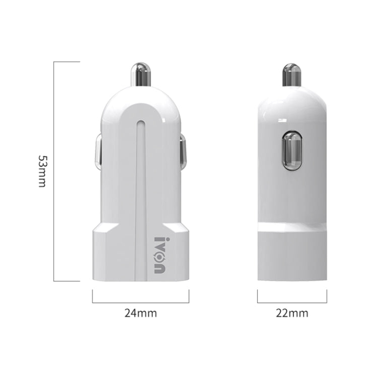 IVON CC13 QC 3.0 Fast Charging Car Charger (White) - Car Charger by IVON | Online Shopping South Africa | PMC TechLife