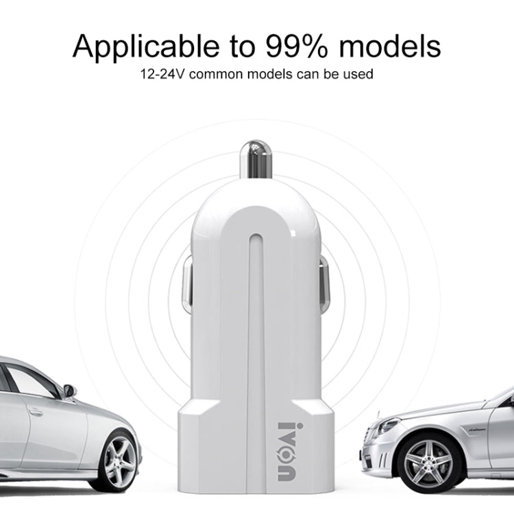 IVON CC13 QC 3.0 Fast Charging Car Charger (White) - Car Charger by IVON | Online Shopping South Africa | PMC TechLife