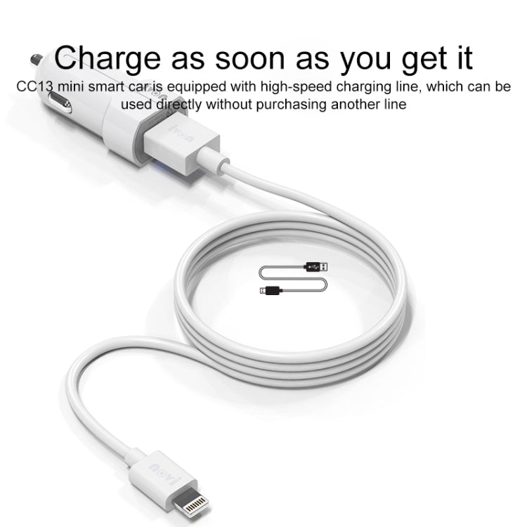 IVON CC13 QC 3.0 Fast Charging Car Charger Set with Type-C / USB-C Charging Cable (White) - Car Charger by IVON | Online Shopping South Africa | PMC TechLife