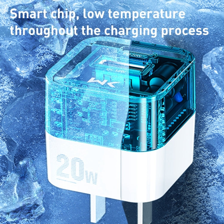 WK WP-U149 20W USB+USB-C/Type-C Dual Port Transparent Charger, Specifications: US Plug (Black) - USB Charger by WK | Online Shopping South Africa | PMC TechLife | Buy Now Pay Later Mobicred