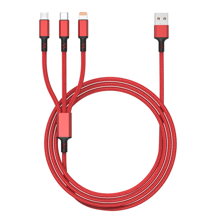 Orange Plug 3A 3 in 1 USB to Type-C / 8 Pin / Micro USB Fast Charging Cable, Cable Length: 1.2m(Red) - free shipping - PMC TechLife - Order now!