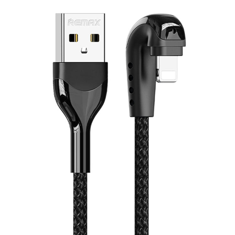 REMAX RC-177i Heymanba II 2.1A USB to 8 Pin 180 Degrees Elbow Zinc Alloy Braided Gaming Data Cable, Cable Length: 1m(Black) - free shipping - PMC TechLife - Order now!