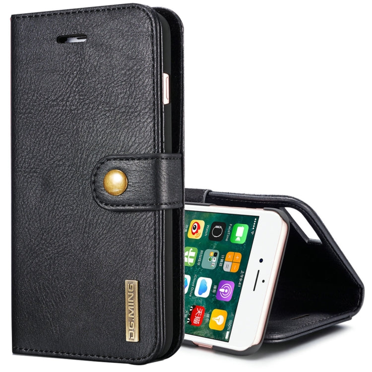 DG.MING for iPhone 8 Plus & iPhone 7 Plus Crazy Horse Texture Horizontal Flip Detachable Magnetic Protective Case with Holder & Card Slots & Wallet(Black) - More iPhone Cases by DG.MING | Online Shopping South Africa | PMC TechLife | Buy Now Pay Later Mobicred