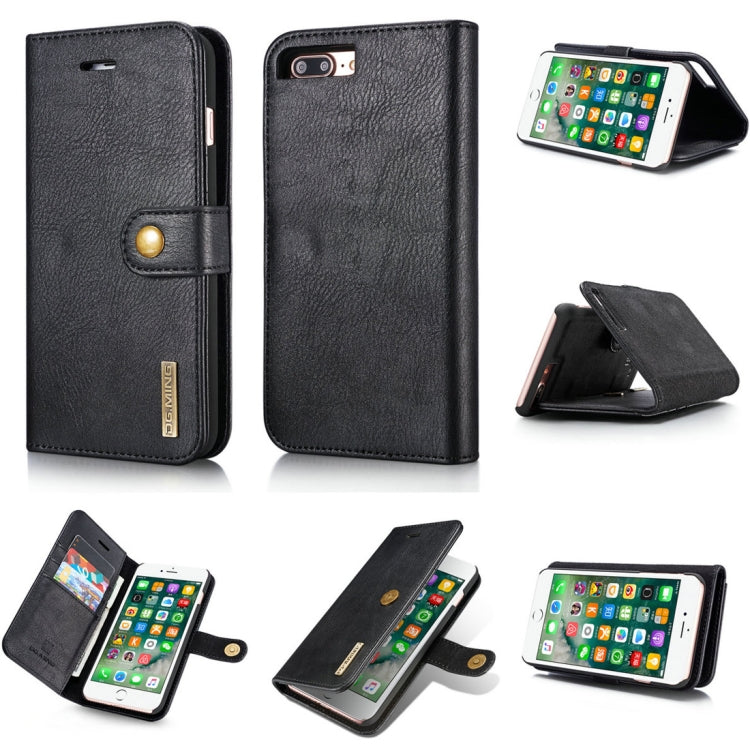 DG.MING for iPhone 8 Plus & iPhone 7 Plus Crazy Horse Texture Horizontal Flip Detachable Magnetic Protective Case with Holder & Card Slots & Wallet(Black) - More iPhone Cases by DG.MING | Online Shopping South Africa | PMC TechLife | Buy Now Pay Later Mobicred