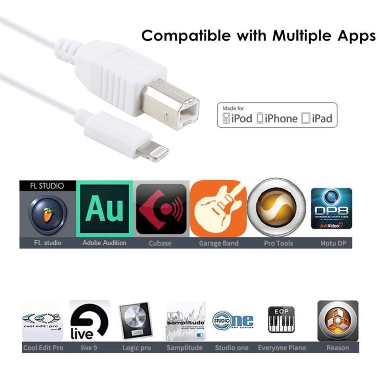 1m 8 Pin to Type-B Male Piano / Electronic Piano Cable MIDI Cable Adapter(White) - free shipping - PMC TechLife - Order now!
