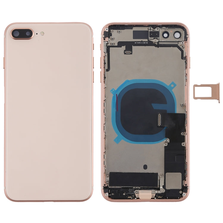 Battery Back Cover Assembly with Side Keys & Vibrator & Speaker Ringer Buzzer & Power Button + Volume Button Flex Cable & Card Tray for iPhone 8 Plus(Rose Gold) - Back Cover by PMC TechLife | Online Shopping South Africa | PMC TechLife