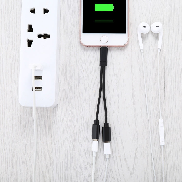 12cm 8 Pin Male to Dual 8 Pin Female Adapter Cable, For iPhone XR / iPhone XS MAX / iPhone X & XS / iPhone 8 & 8 Plus / iPhone 7 & 7 Plus / iPhone 6 & 6s & 6 Plus & 6s Plus / iPad, Support IOS 11.2(Black) - Cable & Splitter by PMC TechLife | Online Shopping South Africa | PMC TechLife