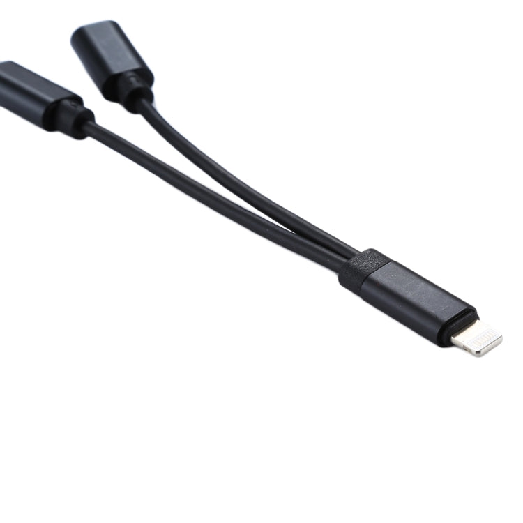 12cm 8 Pin Male to Dual 8 Pin Female Adapter Cable, For iPhone XR / iPhone XS MAX / iPhone X & XS / iPhone 8 & 8 Plus / iPhone 7 & 7 Plus / iPhone 6 & 6s & 6 Plus & 6s Plus / iPad, Support IOS 11.2(Black) - Cable & Splitter by PMC TechLife | Online Shopping South Africa | PMC TechLife