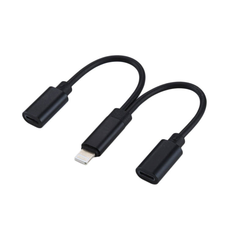 12cm 8 Pin Male to Dual 8 Pin Female Adapter Cable, For iPhone XR / iPhone XS MAX / iPhone X & XS / iPhone 8 & 8 Plus / iPhone 7 & 7 Plus / iPhone 6 & 6s & 6 Plus & 6s Plus / iPad, Support IOS 11.2(Black) - Cable & Splitter by PMC TechLife | Online Shopping South Africa | PMC TechLife