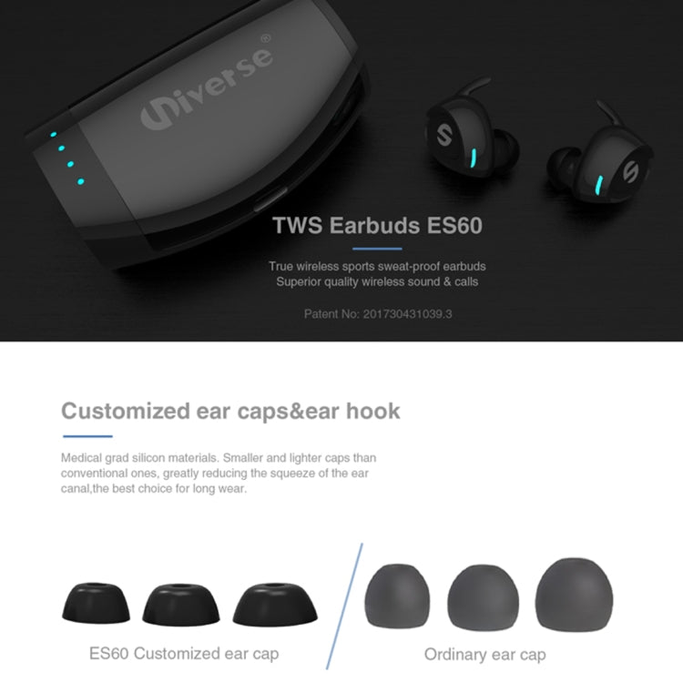 Universe Sweat-proof Earbuds Sports Wireless Bluetooth V4.2 Stereo Headset with Charging Case, For iPhone, Samsung, Huawei, Xiaomi, HTC and Other Smartphones(Black) - Bluetooth Earphone by PMC TechLife | Online Shopping South Africa | PMC TechLife