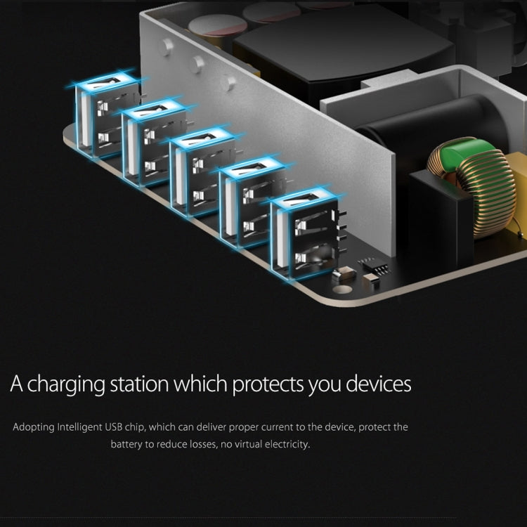 ORICO DUK-5P 40W 5 USB Ports Smart Charging Station with Phone & Tablet Stand(Black) - Multifunction Charger by ORICO | Online Shopping South Africa | PMC TechLife | Buy Now Pay Later Mobicred