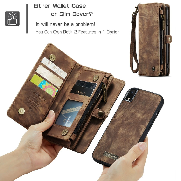 For iPhone XR CaseMe Detachable Multifunctional Horizontal Flip Leather Case with Card Slot & Holder & Zipper Wallet & Photo Frame (Brown) - More iPhone Cases by CaseMe | Online Shopping South Africa | PMC TechLife | Buy Now Pay Later Mobicred