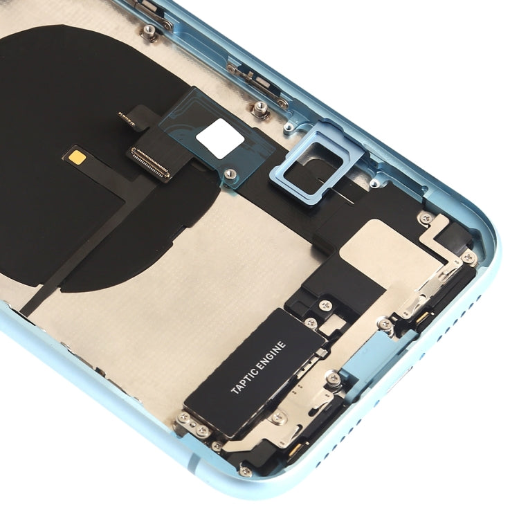 Battery Back Cover Assembly (with Side Keys & Speaker Ringer Buzzer & Motor & Camera Lens & Card Tray & Power Button + Volume Button + Charging Port + Signal Flex Cable & Wireless Charging Module) for iPhone XR(Blue) - Back Cover by PMC TechLife | Online Shopping South Africa | PMC TechLife