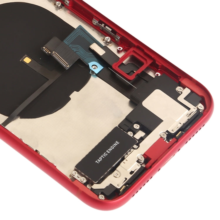 Battery Back Cover Assembly (with Side Keys & Speaker Ringer Buzzer & Motor & Camera Lens & Card Tray & Power Button + Volume Button + Charging Port + Signal Flex Cable & Wireless Charging Module) for iPhone XR(Red) - Back Cover by PMC TechLife | Online Shopping South Africa | PMC TechLife