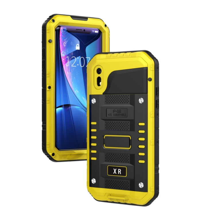 For iPhone XR Waterproof Dustproof Shockproof Zinc Alloy + Silicone Case (Yellow) - free shipping - PMC TechLife - Order now!
