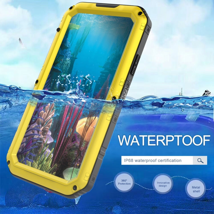 For iPhone XR Waterproof Dustproof Shockproof Zinc Alloy + Silicone Case (Yellow) - free shipping - PMC TechLife - Order now!