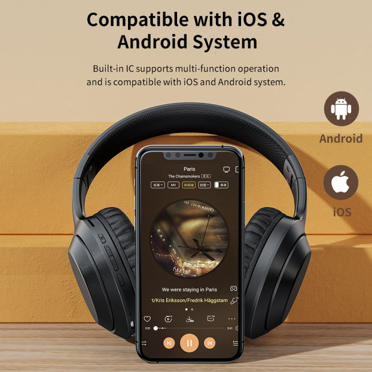 ROCK Space O2 HiFi Bluetooth 5.0 Wireless Headset with Mic, Support TF Card(Black) - free shipping - PMC TechLife - Order now!