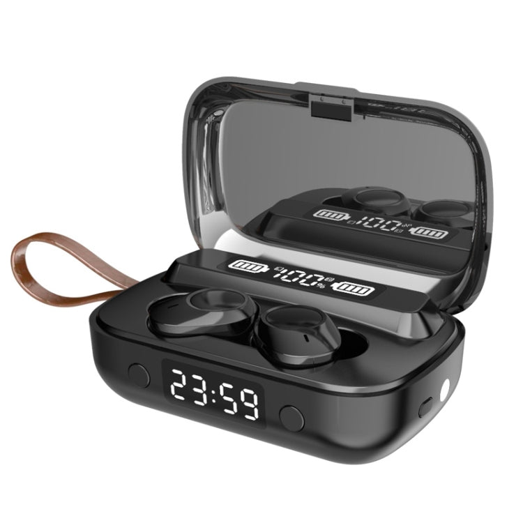 A13 TWS CVC8.0 and DSP Dual Noise Cancelling Touch Bluetooth Earphone with Charging Box, Support LED Digital Display & Clock & Flashlight & HD Call & Siri & Power Bank(Black) - TWS Earphone by PMC TechLife | Online Shopping South Africa | PMC TechLife