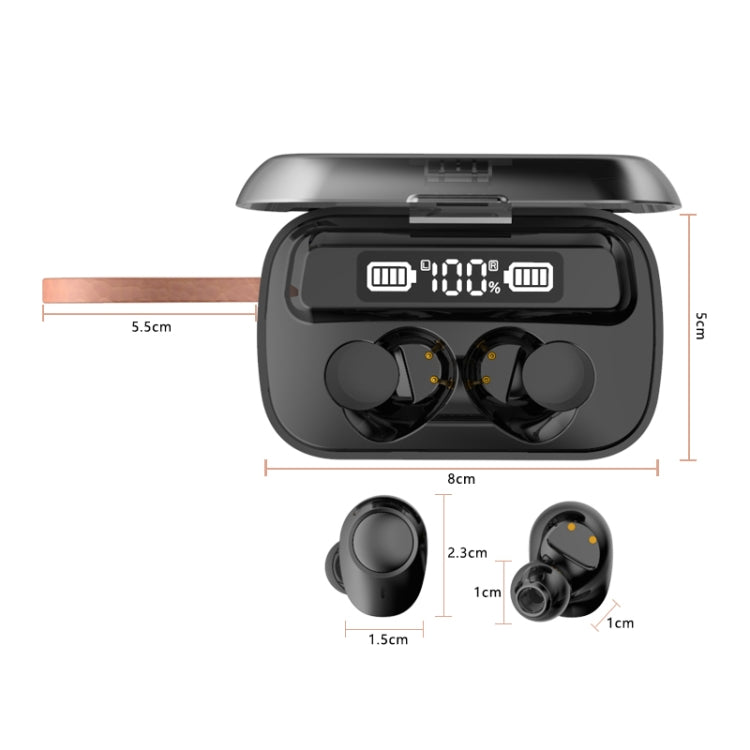 A13 TWS CVC8.0 and DSP Dual Noise Cancelling Touch Bluetooth Earphone with Charging Box, Support LED Digital Display & Clock & Flashlight & HD Call & Siri & Power Bank(Black) - TWS Earphone by PMC TechLife | Online Shopping South Africa | PMC TechLife